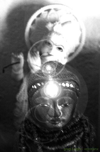 Buddha and Krishna - Buddha and Krishna, black and white photo