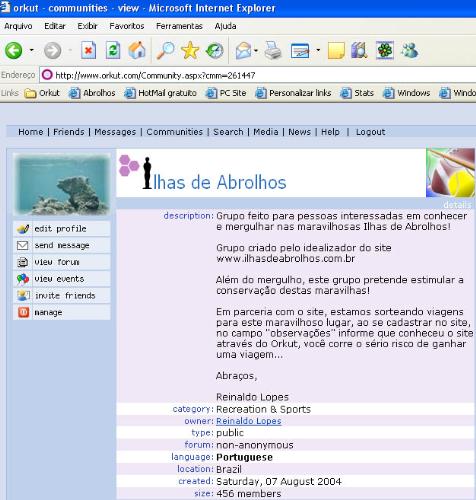 Orkut - A picture of a orkut profile