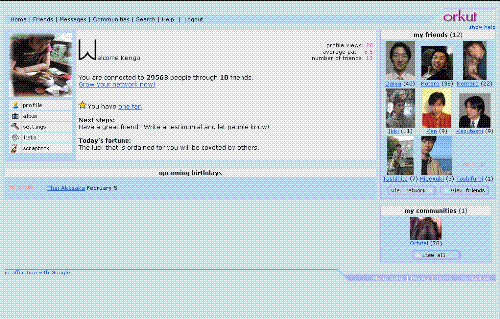 Orkut - A picture of an orkut profile