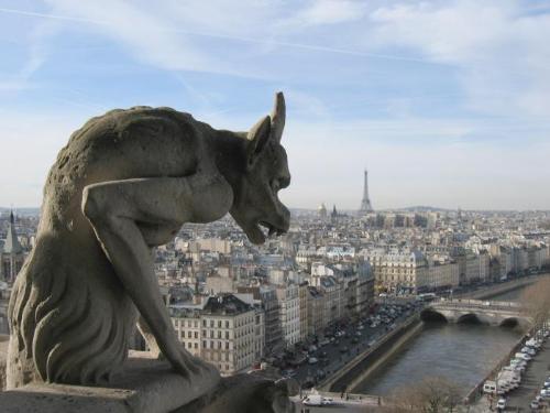 picture of a gargoyle - do you think they may play an important role in book 7? to those who do not know about what gargoyles are, here is some information:
The term gargoyle is most often applied to medieval work, but throughout all ages some means of throwing the water off roofs, when not conveyed in gutters, was adopted. In Egypt, gargoyles ejected the water used in the washing of the sacred vessels which seems to have been done on the flat roofs of the temples. In Greek temples, the water from roofs passed through the mouths of lions whose heads were carved or modelled in the marble or terra cotta cymatium of the cornice. At Pompeii, many terra cotta gargoyles were found that are modelled in the shape of animals.

A local legend that sprang up around the name of St. Romanus ("Romain") (631 – 641 A.D.), the former chancellor of the Merovingian king Clotaire II who was made bishop of Rouen, relates how he delivered the country around Rouen from a monster called Gargouille, having had the creature captured by a liberated prisoner. The gargoyle&#039;s grotesque form was said to scare off evil spirits so they were used for protection. In commemoration of St. Romain the Archbishops of Rouen were granted the right to set a prisoner free on the day that the reliquary of the saint was carried in procession
Although most have grotesque features, the term gargoyle has come to include all types of images. Some gargoyles were depicted as monks, combinations of real animals and people, many of which were humorous. Unusual animal mixtures, or chimeras, did not act as rainspouts and are more properly called grotesques. They serve more as ornamentation, but are now synonymous with gargoyles.

Gargoyles, or more precisely chimerae, were used as decoration on 19th and early 20th century buildings in cities such as New York (where the Chrysler Building&#039;s stainless steel gargoyles are celebrated), and Chicago. Gargoyles can be found on many churches and buildings.

One impressive collection of modern gargoyles can be found at Washington National Cathedral in Washington, DC. The cathedral begun in 1908 is encrusted with the limestone demons. But this collection also includes Darth Vader, a crooked politician, robots and many other modern spins on the ancient tradition.

