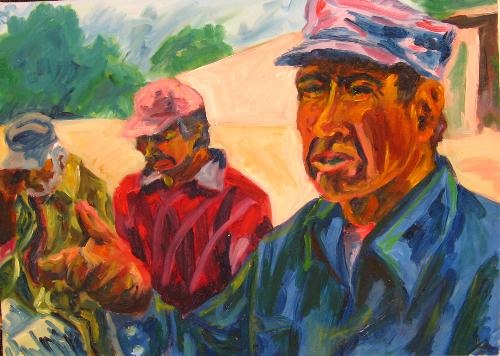 Reclamo Justo - Oil Painting - About three workers. Painted by me.