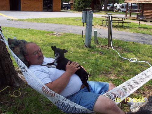 Camping - My name is Buttons and I am Queen Buttons of my household... We are camping in the Smokey Mts of NC