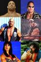 Wrestlers - This is a picture of some great wrestlers. Goldburg,stone cold steve austin,china,the rock,hulk hogan,mankind