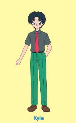 Kyle - Kyle is a very handsome, popular, and wealthy young boy at Katie's school. He rooms with Mulu. Kyle is smitten by Katie's sweet personality and falls immediately in love with her.  source: mirmo-zibang.com
