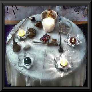 My Altar Waits - This is my altar in my living room.  It is smaller than what I might use for long reituals or heavy spell work and serves as the 'anchor' for the energy in the home.