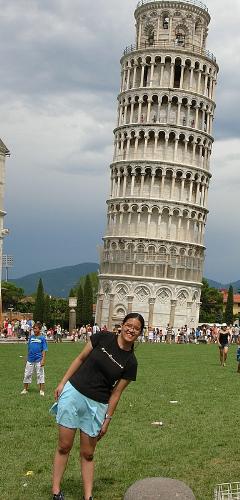 Leaning with the Leaning Tower of Pisa - I had the priviledge of visiting Europe this past summer...here is the first of a whole bunch of pictures from my trip^^ This pic is of me...leaning with the Leaning Tower of Pisa, in Pisa, Italy. I will post the rest when I get back later~
