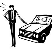 Car Salesman - Clip art of a man selling a car