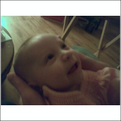 Happiness is a daddy making funny faces - Andrew is providing much amusment to the lady Phoebe