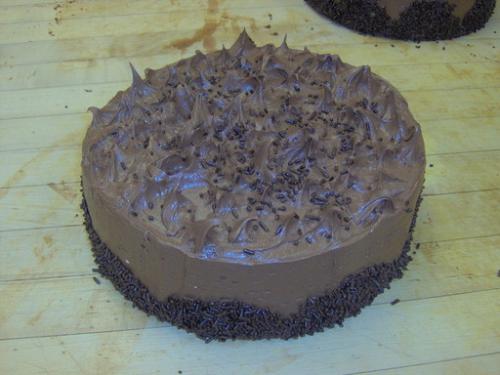 Chocolate Applesauce Cake - First cake ever made in Introduction to Cakes class