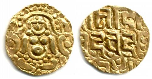 Govindchandra of Gahadwal rulers in India,gold coi - Govindchandra of Gahadwal rulers in India,gold coin with goddess Lakshami and inscriptions.