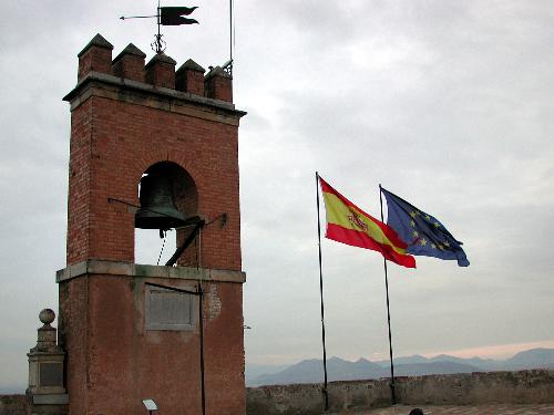 Granada - On top of Alcazar Fortress,the flag of Spain