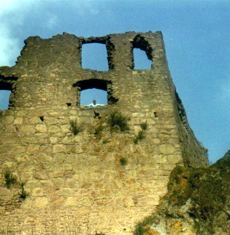 Falkenstein Castle, Germany - This is the view of the front part of Falkenstein castle, and the view you would have seen from the river valley below.