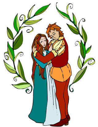 Romeo and Juliet - Romeo and Juliet clip art -- stained-glass look