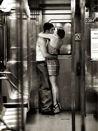 Subway kiss! - awww...how sweet!