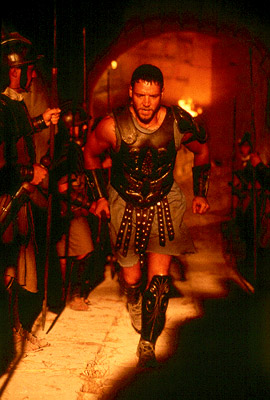 Russell Crowe in Gladiator - Once a Great Roman General, Maximus (Russell Crowe) has become the greatest gladiator in the Roman Colosseum.