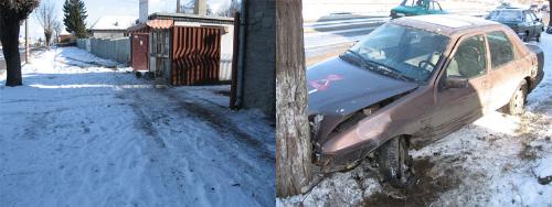 Crashed Ford Sierra - Friend's crashed sierra because of excessive speed and snow on the tarmac.