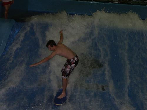 Kalahari - I went bodyboarding at Kalahari in Ohio. Late at night they let you surf on their wooden boards standing up. I lasted about 3 seconds.