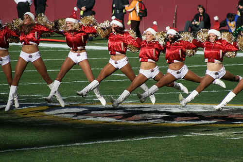 Redskins Football pt. 10 - The cheerleaders doing there dance routine on the field.