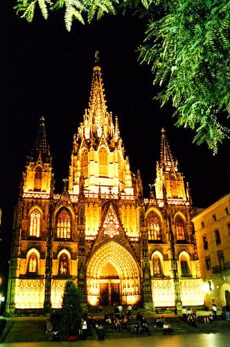 Spain - The Barcelona Cathedral at night