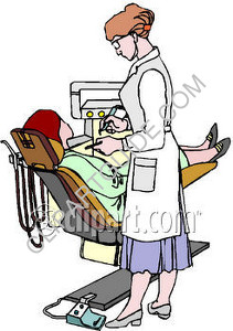 dentist - the dentist is examining the patient.