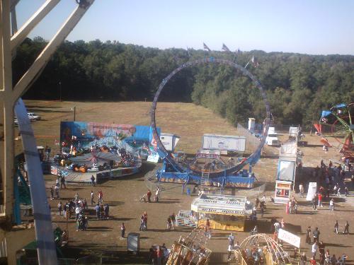 Over Looking Carnival - Effingham County Ga Fall Fair on the Ferris wheel. I love pictures so here is one I took while high in the sky.