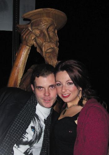 My friend Todd and I - I love this picture it was a couple years ago.  We had a gallery hop and found this cool wooden statue and the rest is history:)
