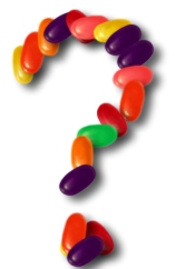 Questions - Question mark made from jelly beans
