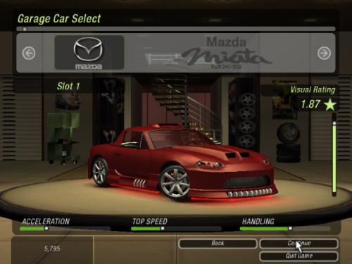 nfsu - Mazda in garage