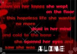 alone - she opened her eyes and saw she was alone
