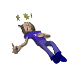 Drunken rolling man! - A man rolling on the floor from hearing a joke!