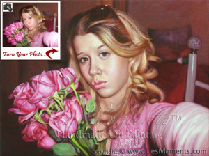 Valentines Day Painting Gifts Ideas - Custom Oil Painting Portrait Based on His/Her Photo. 100% handmade oil painting from your photo.  more details and painting gallery  http://www.LesMoments.com