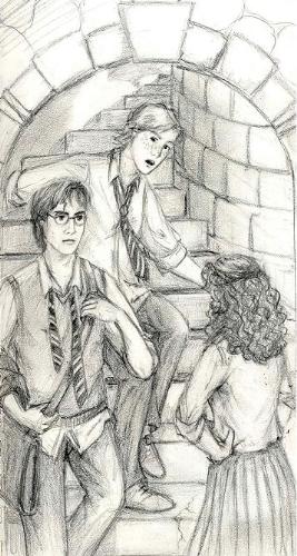 Harry potter, Ron and Hermoine drawing - A drawing of harry potter, Ron and Hermoine. Its actually more like a sketch.