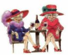 Little old ladies! - This is a picture of 2 red hat society members in cartoon charactor.