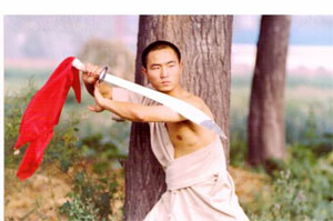 Kungfu artist with chinese kungfu sword - just a random pic