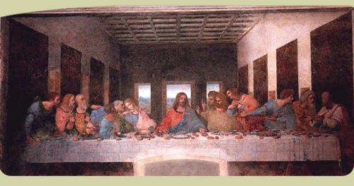 last supper - this drawing by da vinci contains startling anomalies like the presence of a women, the presence of an extra hand holding knife, one apostle holding a mysterious grasp over the women while peter makes a slicing motion etc.