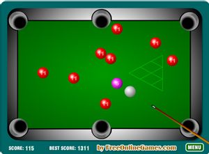 photo shows a view of pool table - its a collision theory application - game.