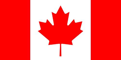 Canadian flag - The national flag of Canada:  A red, white bicolour with a red maple leaf charged in the centre.