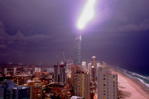 Lightning Strike - This is the Gold Coast, Queensland, Australia, taken during a storm and showing the lightning striking our Q1 Building in Surfers Paradise.