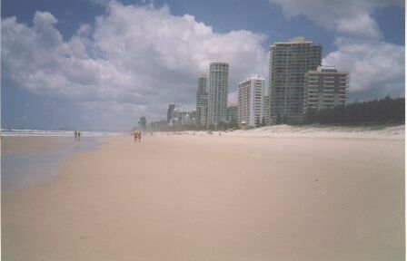 Surfers Paradise Beach - Surfers Paradise Beach, on the Gold Coast, Queensland, Australia - miles and miles of glorious white, squeaky sand and aqua blue ocean. A surfer's paradise for sure!