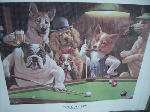 dogs playing pool... - ...always good seeing this famous image of dogs dressed as humans smoking and drinking beer and playing pool.