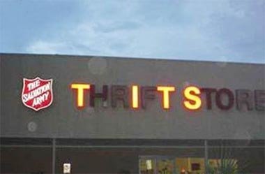 thanks salvation army - trift store sign showing a hole new side of the salvation army.