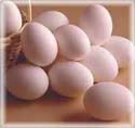 Where's the eggs! - This is a photo of a pile of eggs piled up beside a basket of eggs they are all white eggs and basket is in neutral color.