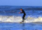 Surfing - Once the wave has started to carry the surfer forward, the surfer quickly jumps to his or her feet and proceeds to ride down the face of the wave, generally staying just ahead of the breaking part (white water) of the wave (in a place often referred to as 'the pocket' or 'the curl'). This is a difficult process in total, where often everything happens nearly simultaneously, making it hard for the uninitiated to follow the steps.