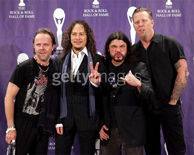 Metallica - The band at the Sabbath rockers hall of fame.The new line up with the bassist Robert Trujillo.