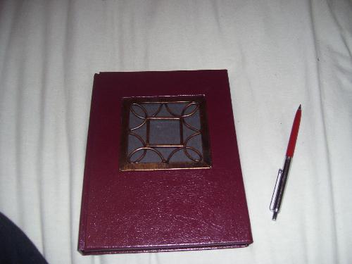 xmas present - I saw this journal at my work in November, and I love the antique-y look of it so much that she bought it for me for christmas=)