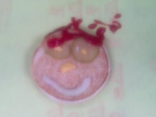 Smilie Burger - I made this smilie burger while I was at work. I was bored and took a picture of it.