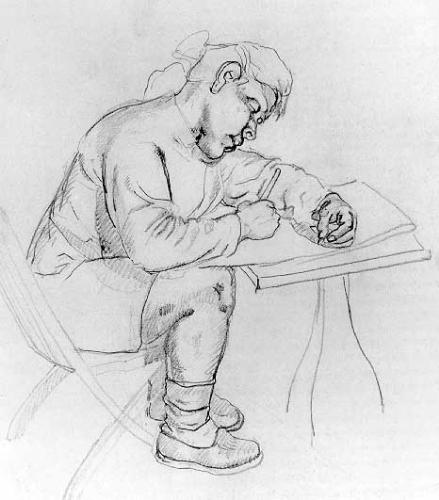 Studying - A drawing of someone studying