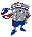 Spongebob on the court. - Spongebob playing B-ball.