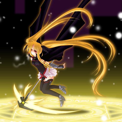 action anime1 - this is a picture of a girl attacking some off screen object.