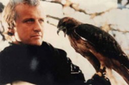 Captain Navarre and Ladyhawke - From the fantasy movie, 'Ladyhawke,' Captain Etienne Navarre, played by Rutger Hauer, and his Ladyhawke.